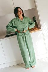 Snooze Long Sleeve Linen Pajama Set