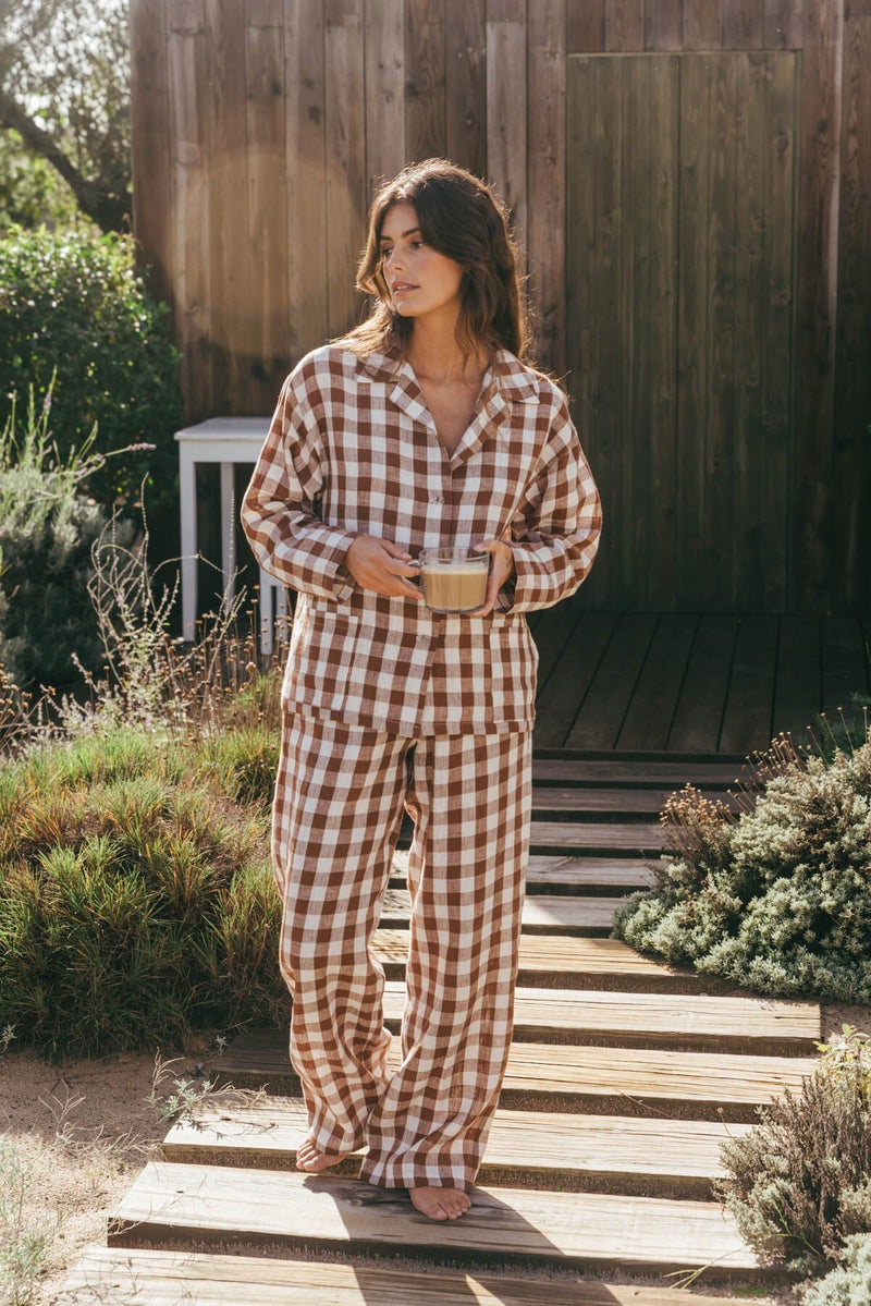 Snooze Long Sleeve Linen Pajama Set