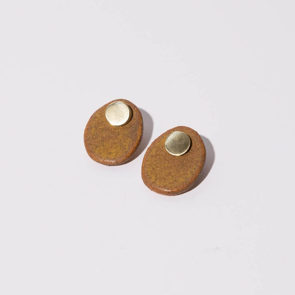 Stone 2-in-1 Earrings Earrings Mulxiply Golden Umber + Brass 