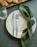 Stone Washed Linen Hemmed Dinner Napkins Napkins Creative Women Sage Single 