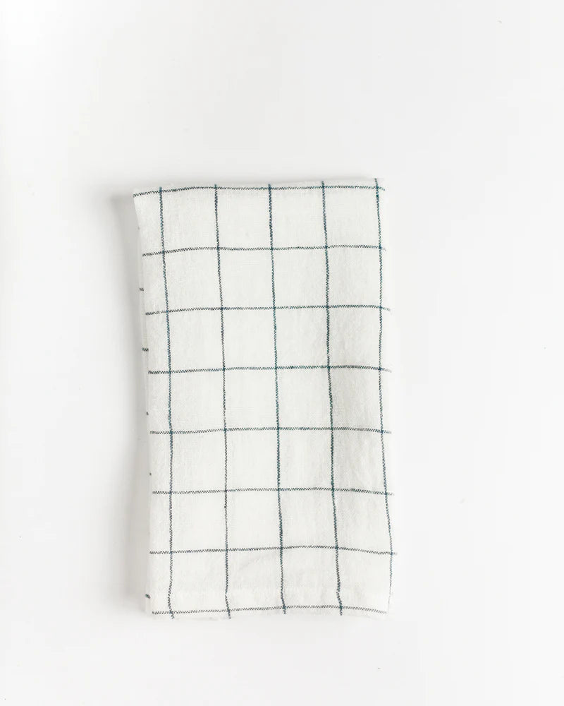 Stone Washed Linen Hemmed Dinner Napkins Napkins Creative Women Windowpane Single 