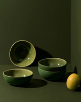 Stoneware Dadasi Cereal Bowl Set Bowls GHARYAN Stoneware Matte Green and Shiny Green 