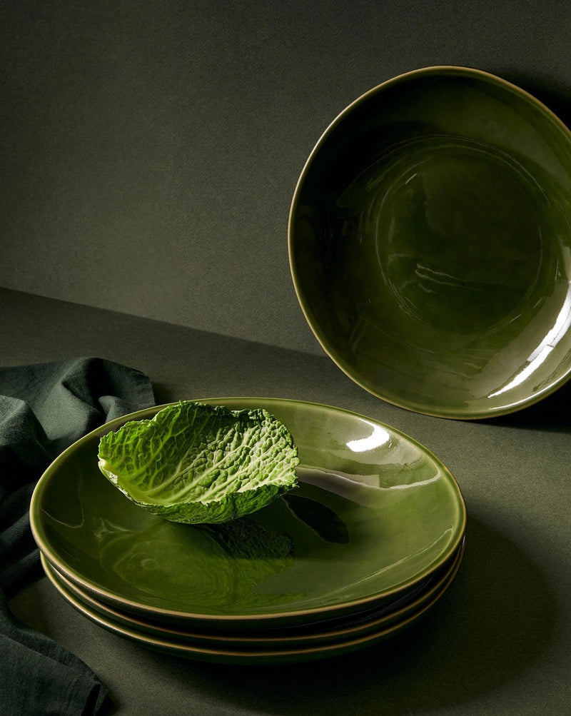 Stoneware Dadasi Dinner Plate Set Plates GHARYAN Stoneware Matte Green and Shiny Green 