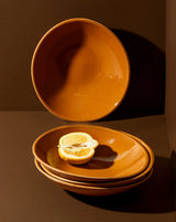 Stoneware Dadasi Pasta Plate Set Plates GHARYAN Stoneware Matte Terracotta and Shiny Terracotta 