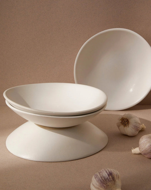 Stoneware Dadasi Pasta Plate Set Plates GHARYAN Stoneware Matte White 