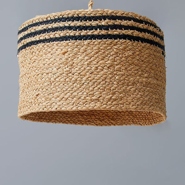 Striped Braided Raffia Lamp Shade