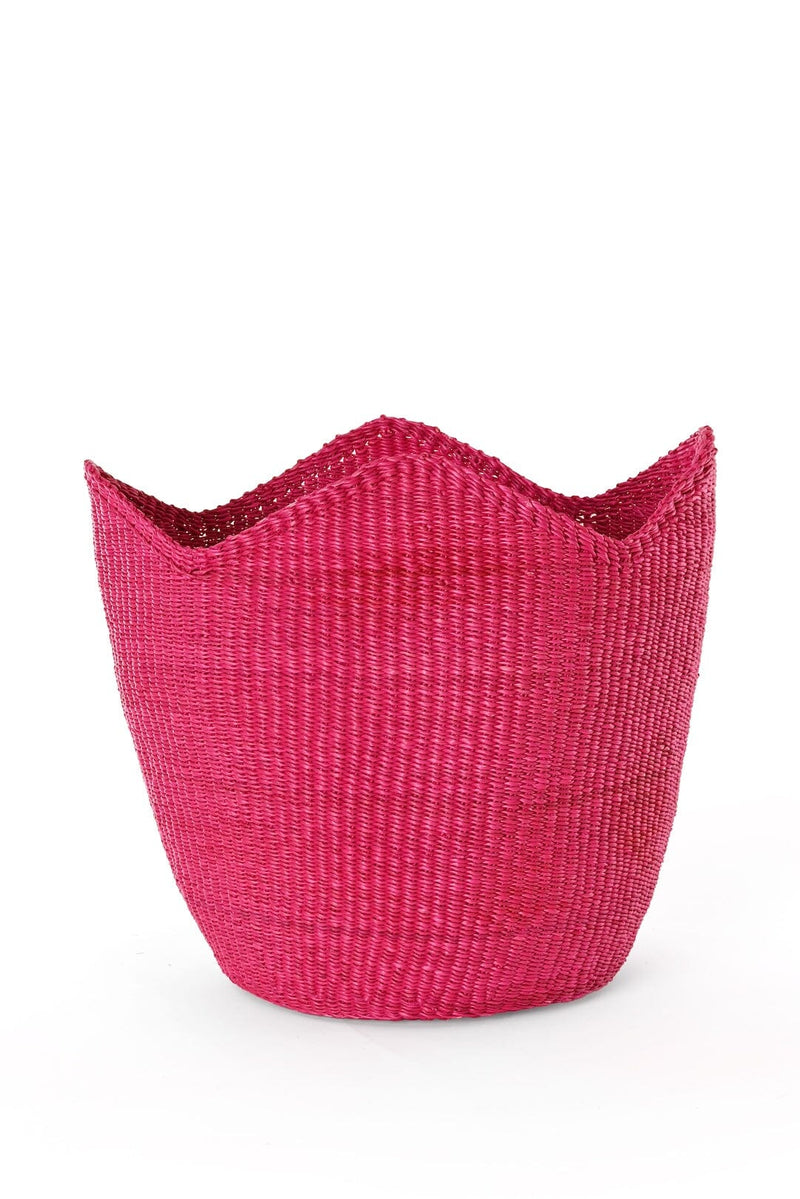 Swahili African Modern Magenta Elephant Grass Tulip Basket Swahili African Modern 