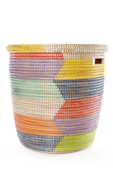 Swahili African Modern Rainbow Herringbone Lidded Storage Basket Swahili African Modern 