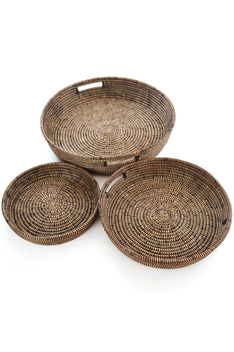 Swahili African Modern Set of Three Black Nesting Trays Swahili African Modern 