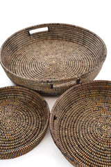 Swahili African Modern Set of Three Black Nesting Trays Swahili African Modern 