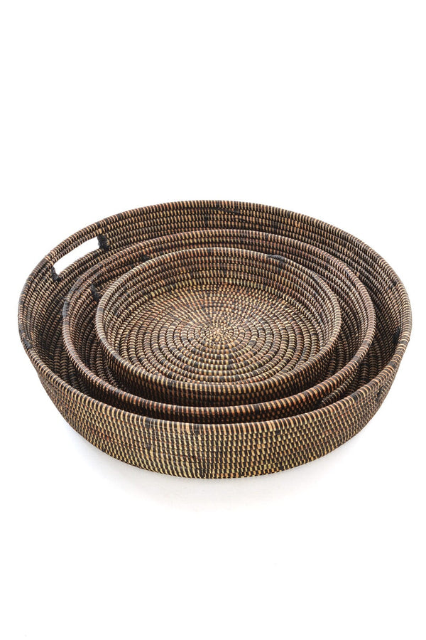 Swahili African Modern Set of Three Black Nesting Trays Swahili African Modern 