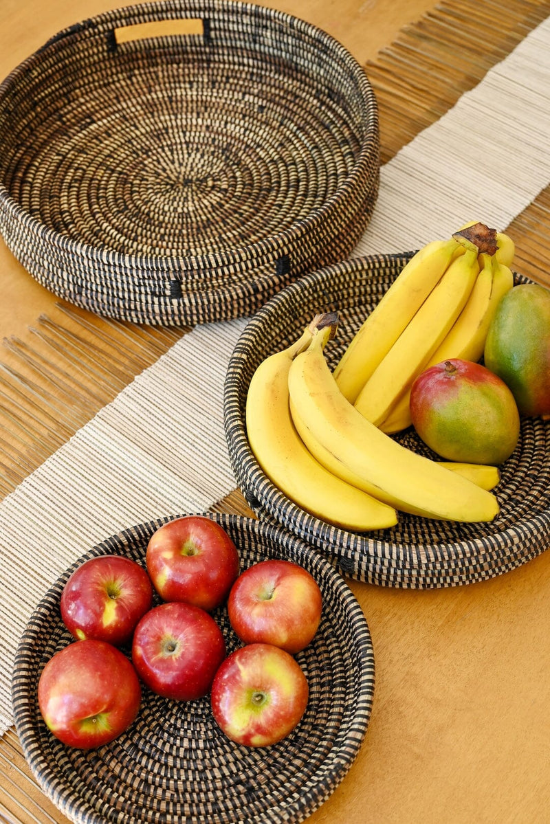 Swahili African Modern Set of Three Black Nesting Trays Swahili African Modern 