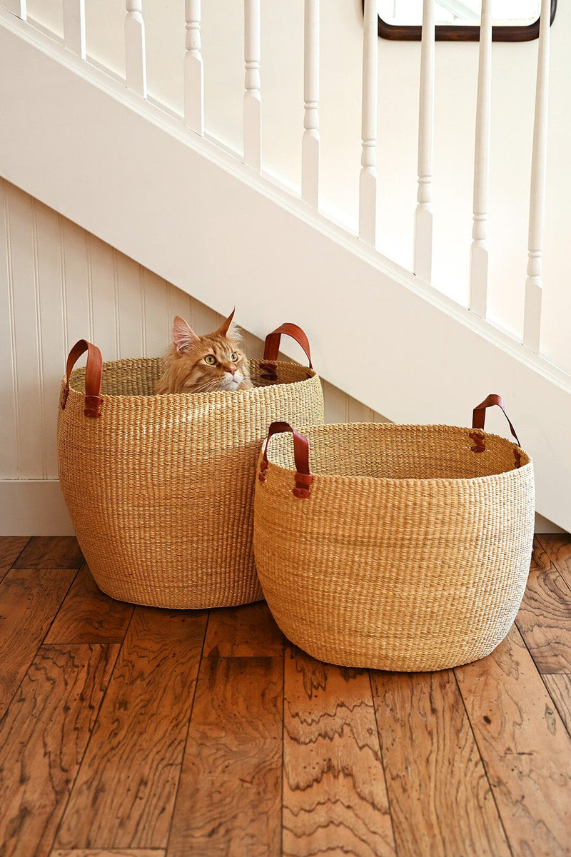 Swahili African Modern Set of Two Large Nesting Storage Baskets Swahili African Modern 