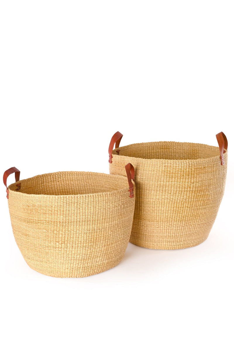 Swahili African Modern Set of Two Large Nesting Storage Baskets Swahili African Modern 