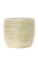 Swahili African Modern Set of Two Solid White Floral Baskets Swahili African Modern 