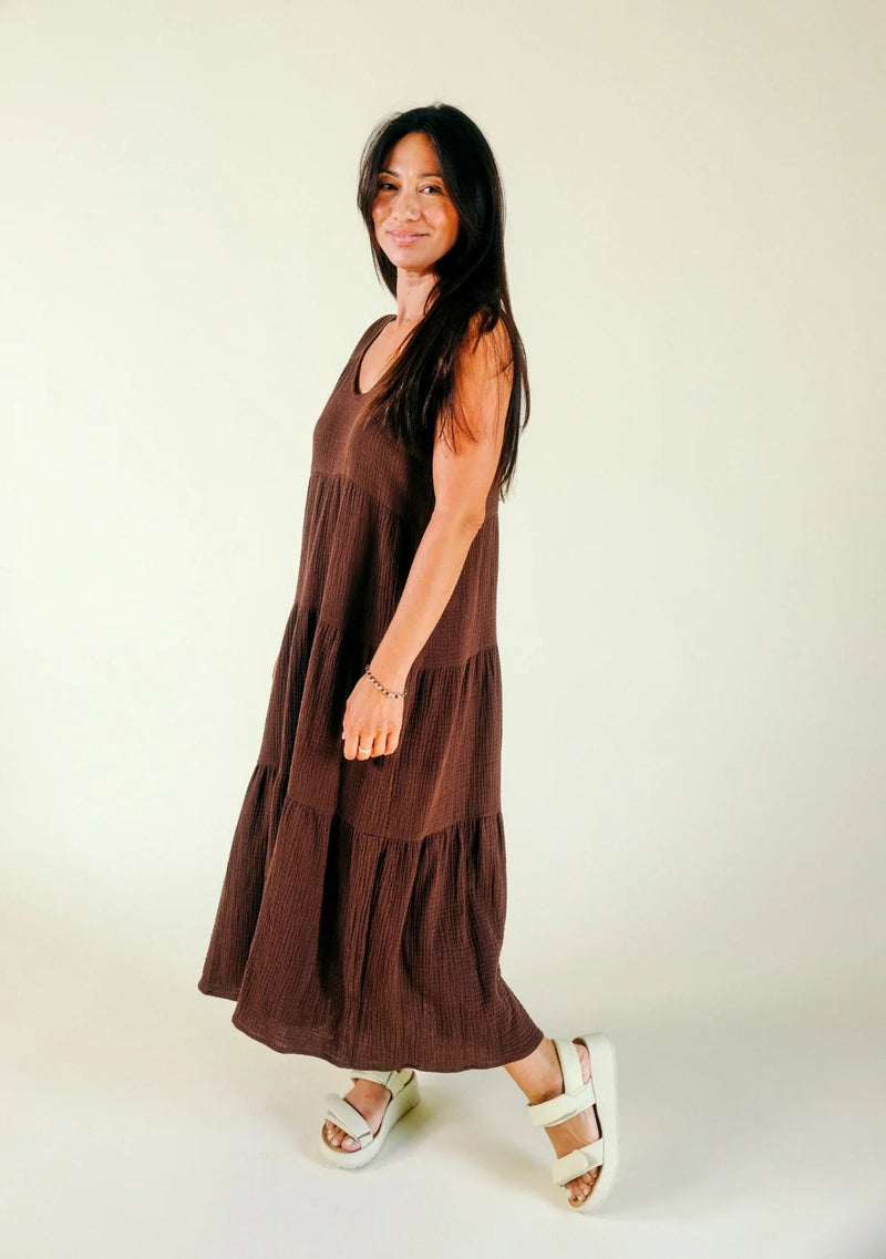 Teresa Tiered Tank Dress Maxi Dresses Poplinen 