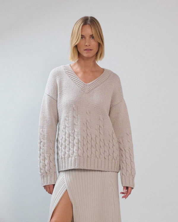 The Knotty Ones Slėniai: Silver Grey Merino Wool Sweater Handmade Merino Sweater The Knotty Ones 