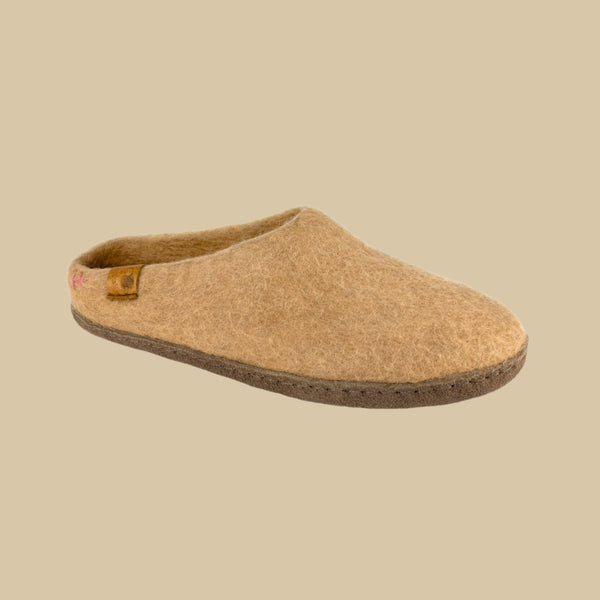 Unisex Wool Slipper with Leather Sole - Sand Slippers Baabushka 