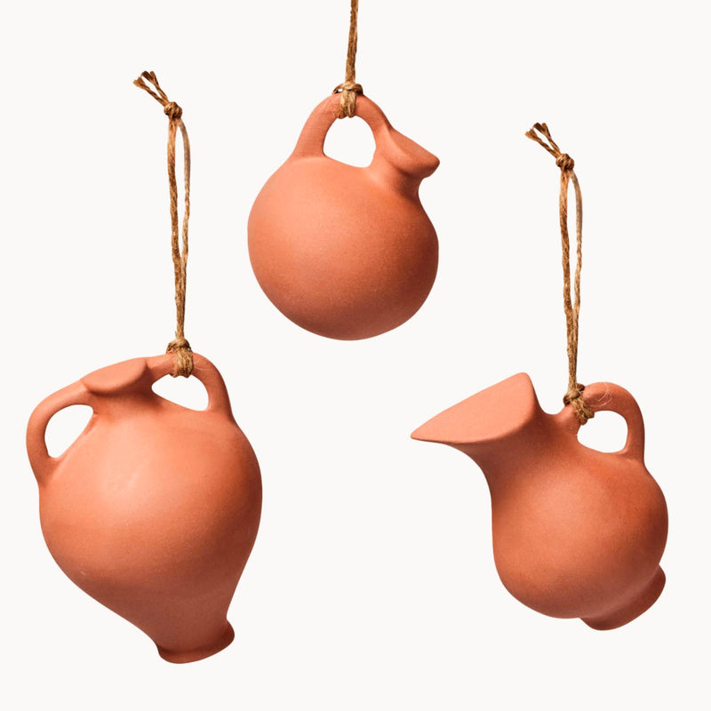 (!) Vessel Ceramic Ornament Set Ornaments Franca NYC Terracotta Set of 3 