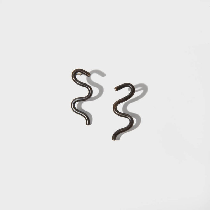 Wavy Stud Earrings Earrings Mulxiply Oxidized Brass 