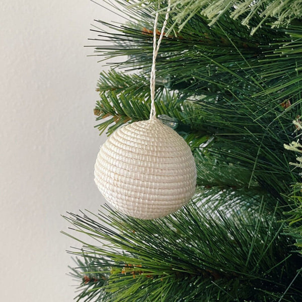 White Woven Ball Ornament