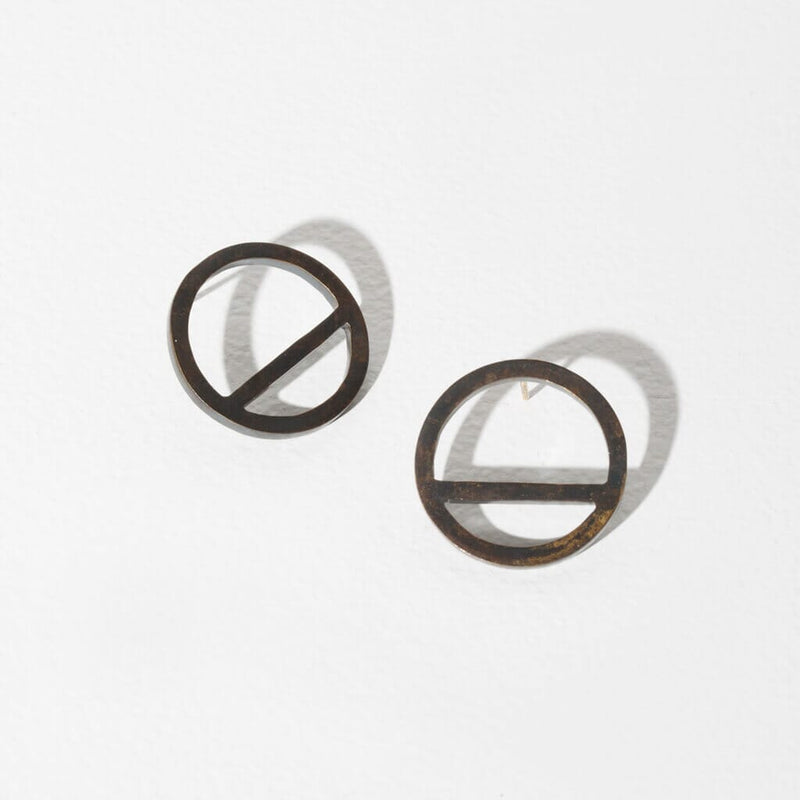 Wink Circle Earrings Earrings Mulxiply Oxidized Brass 