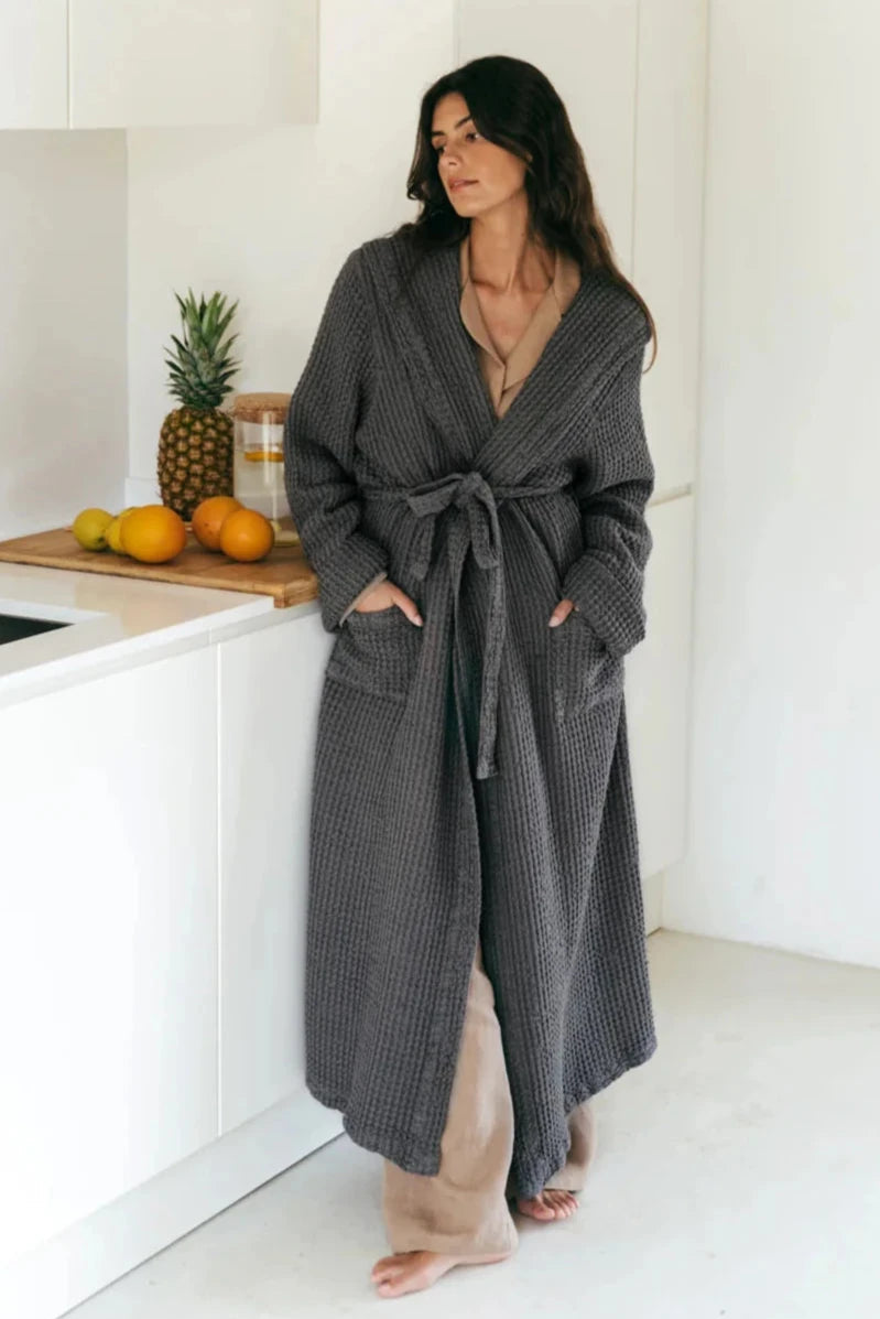 Women's Snuggle Waffle Linen Bathrobe