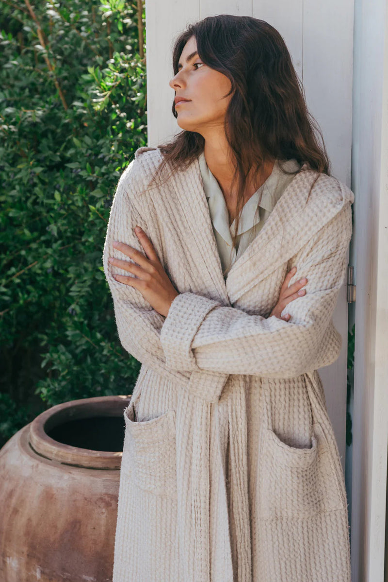 Women's Snuggle Waffle Linen Bathrobe