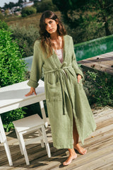 Women's Snuggle Waffle Linen Bathrobe