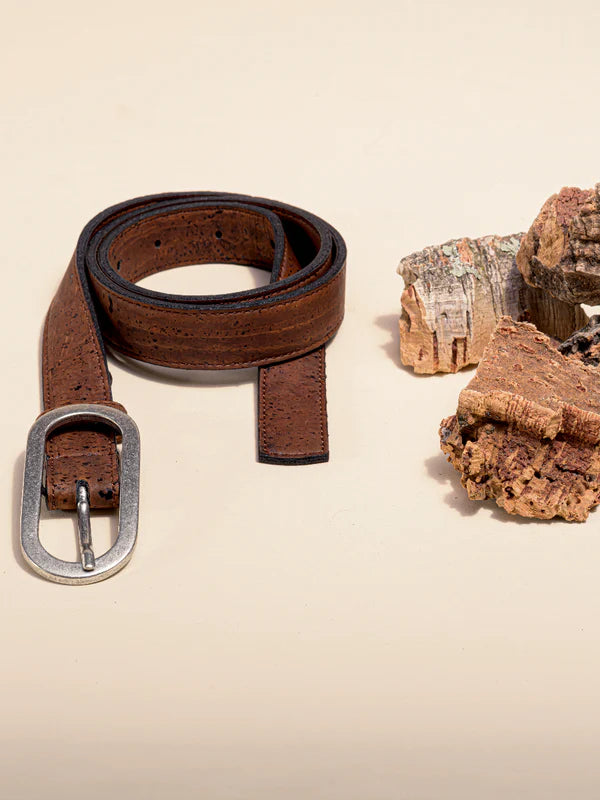 Women's Vegan Cork Leather Belt Belts Tiradia Cork Brown XS/S 