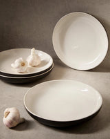 Youlha Stoneware Pasta Plate Set Plates GHARYAN Stoneware Matte Black and Shiny White Large 