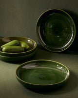 Youlha Stoneware Pasta Plate Set Plates GHARYAN Stoneware Matte Green and Shiny Green Large 