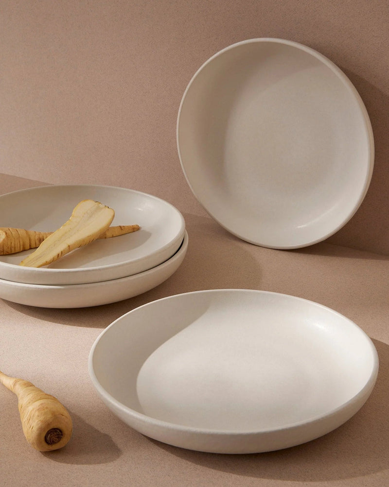 Youlha Stoneware Pasta Plate Set Plates GHARYAN Stoneware Matte White Large 