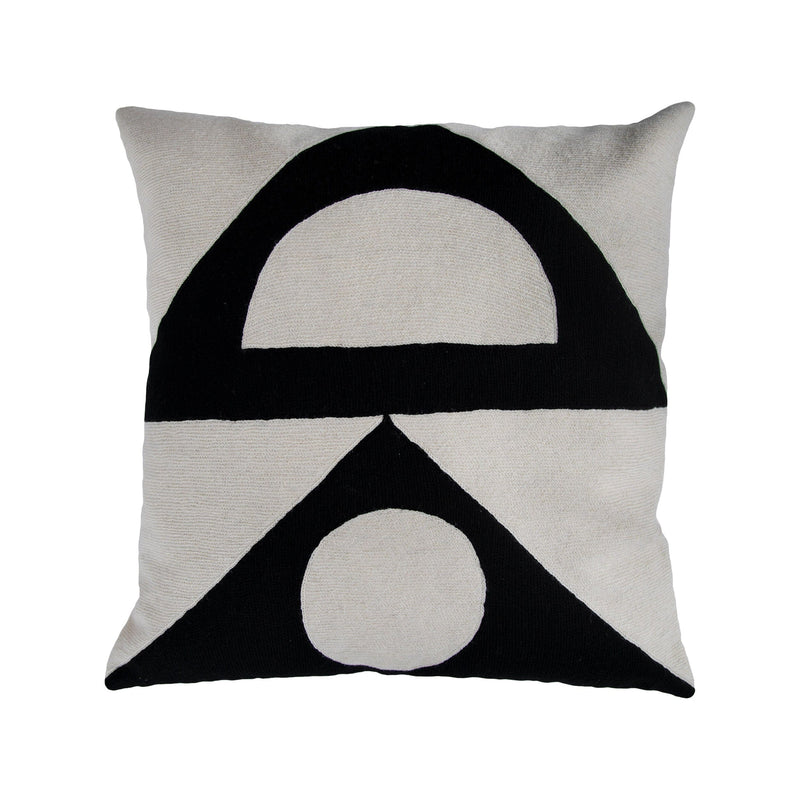 Zaza Shapes Wool Throw Pillow Cover Throw Pillows Leah Singh Black 