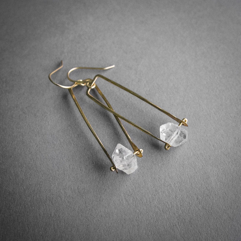 Herkimer Drop Earrings - Brass | Made Trade