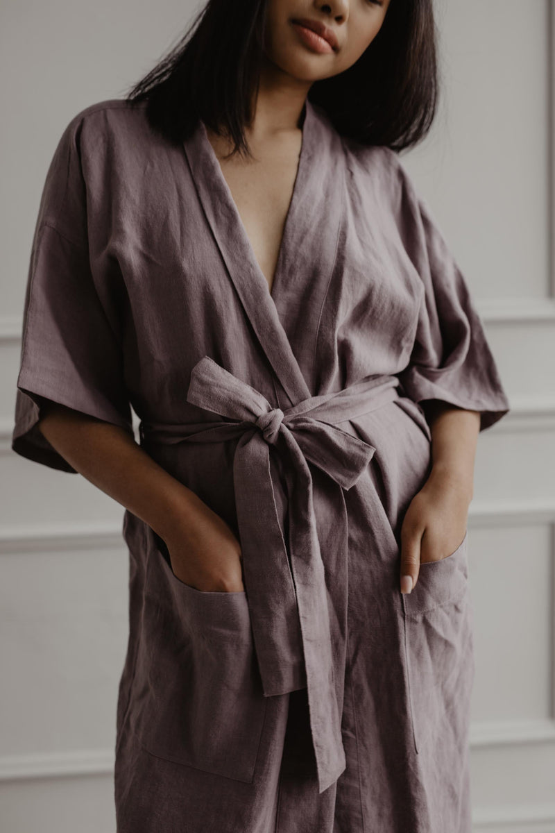 AmourLinen Linen bathrobe Midnight Linen pants AmourLinen 