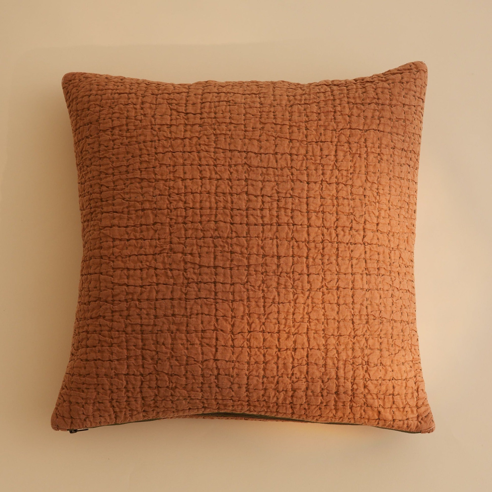 (Copper) Jasper Quilted Hemp Throw Pillow | Made Trade