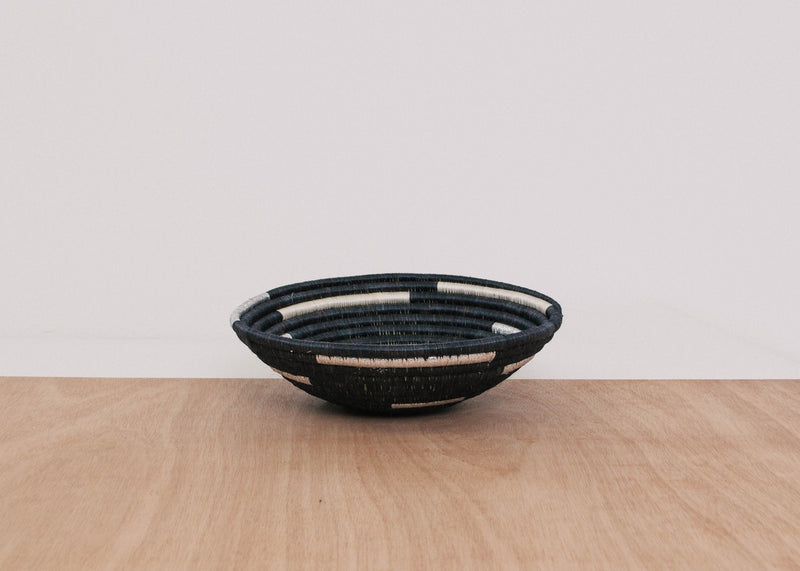 KAZI Medium Silver Black Spiral Basket KAZI