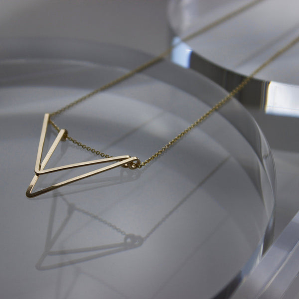 L.Greenwalt Jewelry Gold Geometric Necklace, Art Deco, Hammered, Acute, Triangle Necklace, Sterling Silver, 14K Gold Fill, Delicate, Minimalist Jewelry Pendants L.Greenwalt Jewelry 