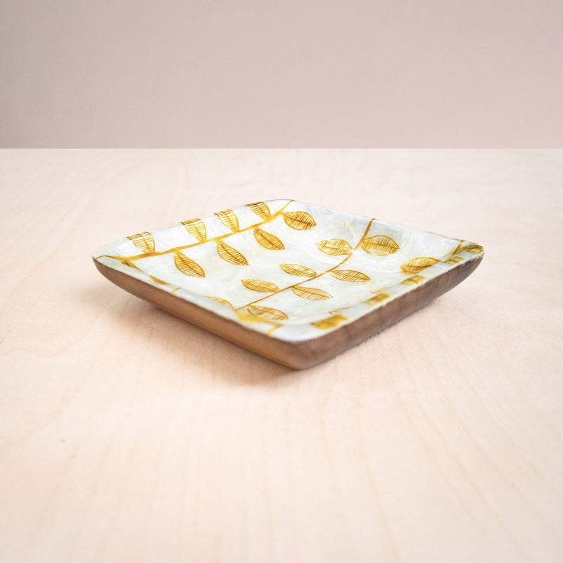 LIKHÂ Capiz + Acacia Plate - Nordic Vines, Square | LIKHÂ Decorative Plates LIKHÂ 