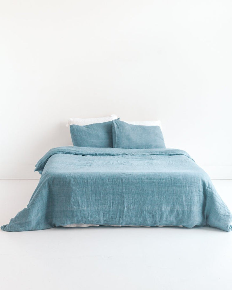 Linen Duvet Cover Set - Denim Blue  Fair Trade Linen Bedding – Creative  Women