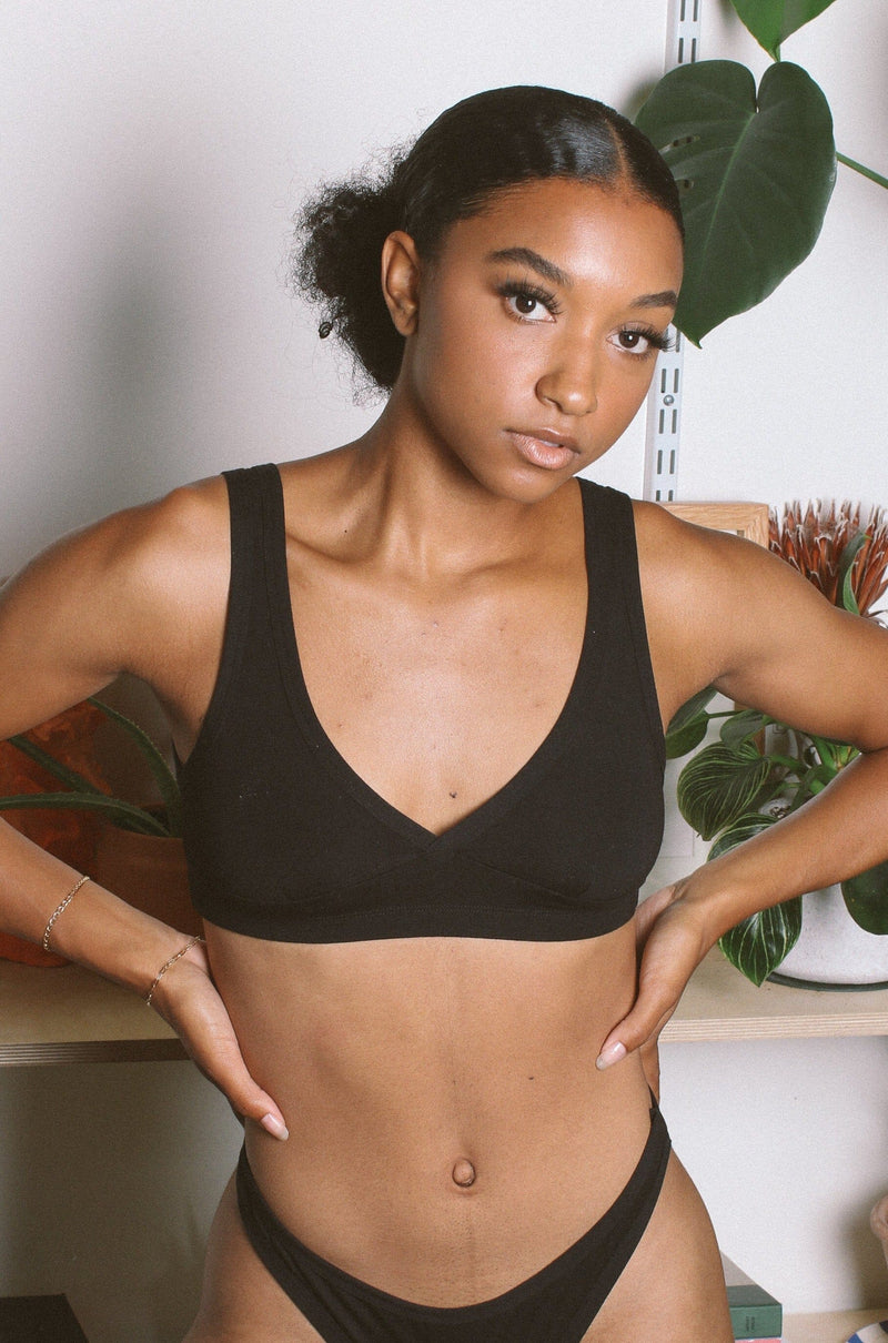 Bra TOP-BRASSERIE Basic in bamboo and castor oil » Colour: Black, Size:  S/M, Size: S/M