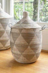 Medium Silver Triangle Laundry Hamper Baskets Swahili African Modern 