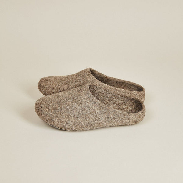 Men's Classic Wool Slippers with Low Back - Oatmeal Men's Shoes Kyrgies 