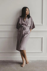 Midnight Linen Bathrobe Robes AmourLinen 