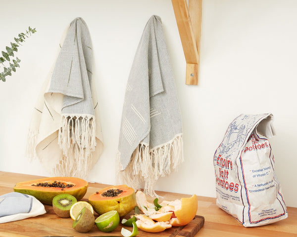 Organic Linen Tea Towels - Light Neutrals Set of 3