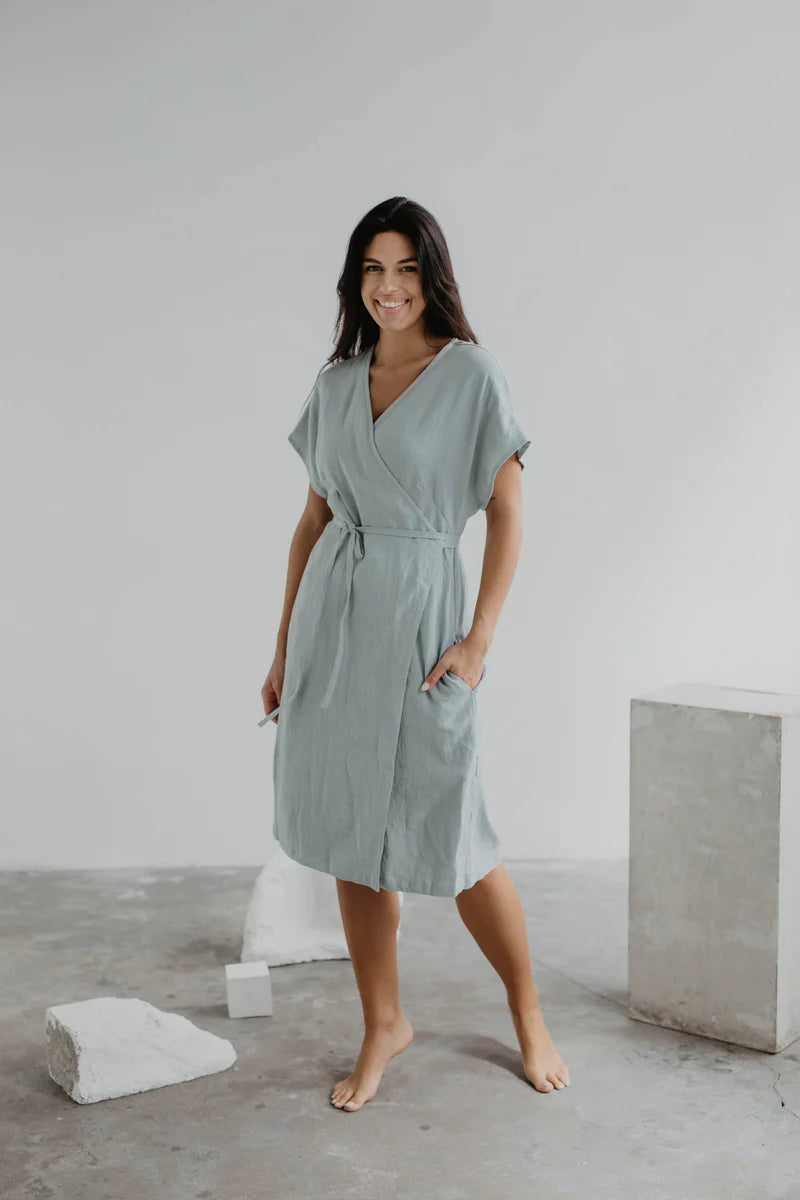 Olivia Linen Wrap Dress | Made Trade