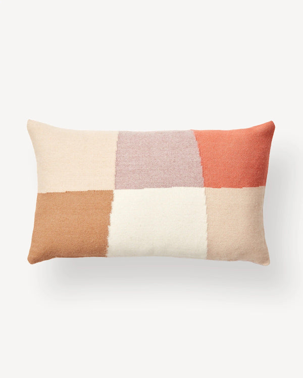 Patchwork Alpaca Wool Lumbar Pillow Lumbar Pillows Minna Light Terracotta 