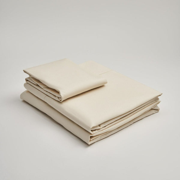 Percale Bed Sheet Set Sheet Sets Takasa Twin Natural 