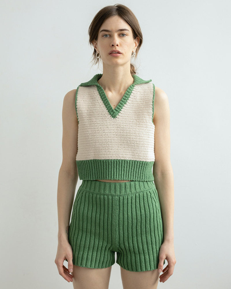 Nivara Green Knitted Shorts – Beginning Boutique